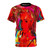 Mardi Gras inspired t-shirt with colorful abstract pattern design