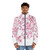 Pink cherry blossom watercolor pattern puffer jacket - men front