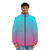 Pink and aqua gradient puffer jacket with a pastel aesthetic - men front
