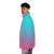 Pink and aqua gradient puffer jacket with a pastel aesthetic - men side left