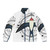 Geometric swallow bird abstract art printed puffer jacket