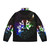 Geometric wolf puffer jacket with triangular pattern and abstract design - Back