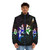 Geometric wolf puffer jacket with triangular pattern and abstract design - men front