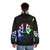 Geometric wolf puffer jacket with triangular pattern and abstract design - men back