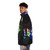 Geometric wolf puffer jacket with triangular pattern and abstract design - men side left