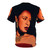 Artistic depiction of jazz legend Billie Holiday on a high-quality all-over print t-shirt - Back