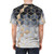 Soft blue gradient cubes abstract geometric pattern design on a high-quality t-shirt. - men back