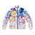 Anime inspired puffer jacket with Panty and Stocking with Garterbelt design