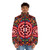 Sindhi culture design puffer jacket featuring traditional artwork - men front