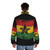 One Love Reggae Star Puffer Jacket featuring a vibrant rastafarian design - men back