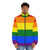 LGBTQIA+ Pride Rainbow Puffer Jacket, showcasing a vibrant rainbow design - men front
