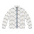 A white puffer jacket with a "Nobody Messes With My Brother" graphic, inspired by the Chris Farley comedy "Beverly Hills Ninja"