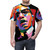 Stylized portrait of civil rights leader Malcolm X on a t-shirt - men front