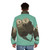 Otters holding hands printed on a puffer jacket - men back