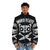 A puffer jacket featuring a fierce cat design, perfect for cold weather - men front