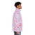 Sickly sweet puffer jacket in pastel goth, yume kawaii style with medical and horror elements - men side right