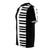 Black and white graphic t-shirt with a minimalist piano keyboard design, perfect for music lovers and performers. - men left