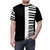 Black and white graphic t-shirt with a minimalist piano keyboard design, perfect for music lovers and performers. - men front