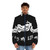 Motorcycle enthusiast wearing a puffer jacket with motorcycle design - men front
