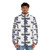 Matt Foley inspired puffer jacket with raised hands graphic - men front