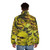 Shrek puffer jacket with green and brown design featuring Shrek and Donkey characters - men back