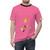 Vibrant pink AOP t-shirt with Madonna-inspired "Hung Up" design - men front