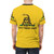 Patriotic "Don't Tread on Me" graphic printed on a high-quality t-shirt. - men back