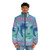 Syd Barrett inspired puffer jacket with psychedelic design - men front