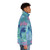 Syd Barrett inspired puffer jacket with psychedelic design - men side right