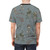 Skeletons with floral garlands graphic design printed on a t-shirt - men back