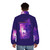 Lilac wood puffer jacket with unicorn and butterfly design - men back