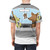 Man wearing a t-shirt with a funny dog air freshener design - men back