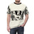 A black and white woodcut-style illustration of a thylacine or Tasmanian tiger printed on a t-shirt. - men front