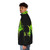 Lithium Spawn puffer jacket in a dark green color with powerful superhero design - men side left