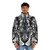 Puffer jacket featuring a vibrant and abstract lion portrait design - men front