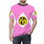 Retro-styled pink power ranger t-shirt featuring a dinosaur coin design - men front