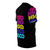 A colorful disco-themed all-over print t-shirt featuring a retro disco ball and abstract patterns - men right
