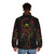 Metroid-inspired bounty hunter puffer jacket with futuristic design - men back