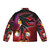 Shadow the Hedgehog inspired puffer jacket with neon details and gold accents - Back
