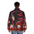 Shadow the Hedgehog inspired puffer jacket with neon details and gold accents - men back