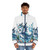 Legendary Frostfire Dragon Fish Puffer Jacket with fantastical design - men front