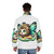 Legendary Electro Butterfly Lion Puffer Jacket, featuring a mythical design with a fantastical lion and butterfly in electric colors. - men back