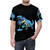 Dinosaur disc golf t-shirt with a t-rex playing disc golf - men front