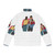 Vibrant illustration of Otis, Eric, and Maeve from the Netflix series Sex Education featured on a puffer jacket - Back