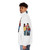 Vibrant illustration of Otis, Eric, and Maeve from the Netflix series Sex Education featured on a puffer jacket - men side left