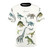 Dinosaur t-shirt with a chart-style illustration of prehistoric animals