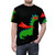 Vibrant graphic of a determined dinosaur in a superhero cape on a t-shirt - men front