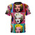 Vibrant abstract art deco inspired Marilyn Monroe pop art graphic on a high-quality t-shirt.