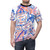 Retro graphic t-shirt featuring a line drawing of cassette tapes in purple and orange colors - men front