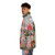 Colorful North Korea propaganda puffer jacket with bold graphics and patterns - men side left